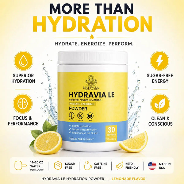 Hydravia Le Hydration Powder | Sugar-Free Lemonade | 30 Servings