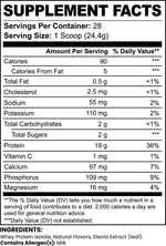 Supplement facts label with nutritional information and ingredients listed.