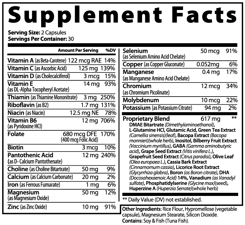 brain and focus supplement facts