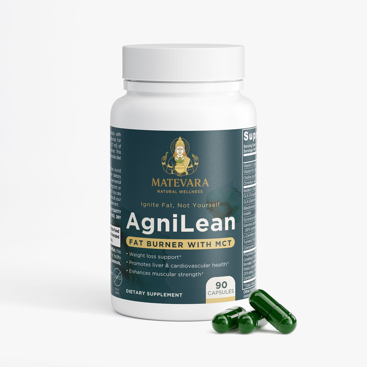 AgniLean Metabolism Support Capsules | MCT Oil & L-Carnitine | 90 Vegetarian Capsules | USA Made*
