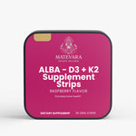 ALBA Vitamin D3 + K2 Supplement Strips | Bone Health & Calcium Support | Raspberry Oral Strips | 2000 IU D3 & 120 mcg K2 | 30 Count - Matevara