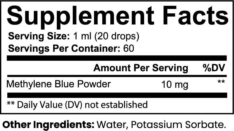 AquaMira Methylene Blue Drops | 10mg Cellular Energy & Focus Support | Liquid Dietary Supplement | 2 fl oz (60ml) - Matevara