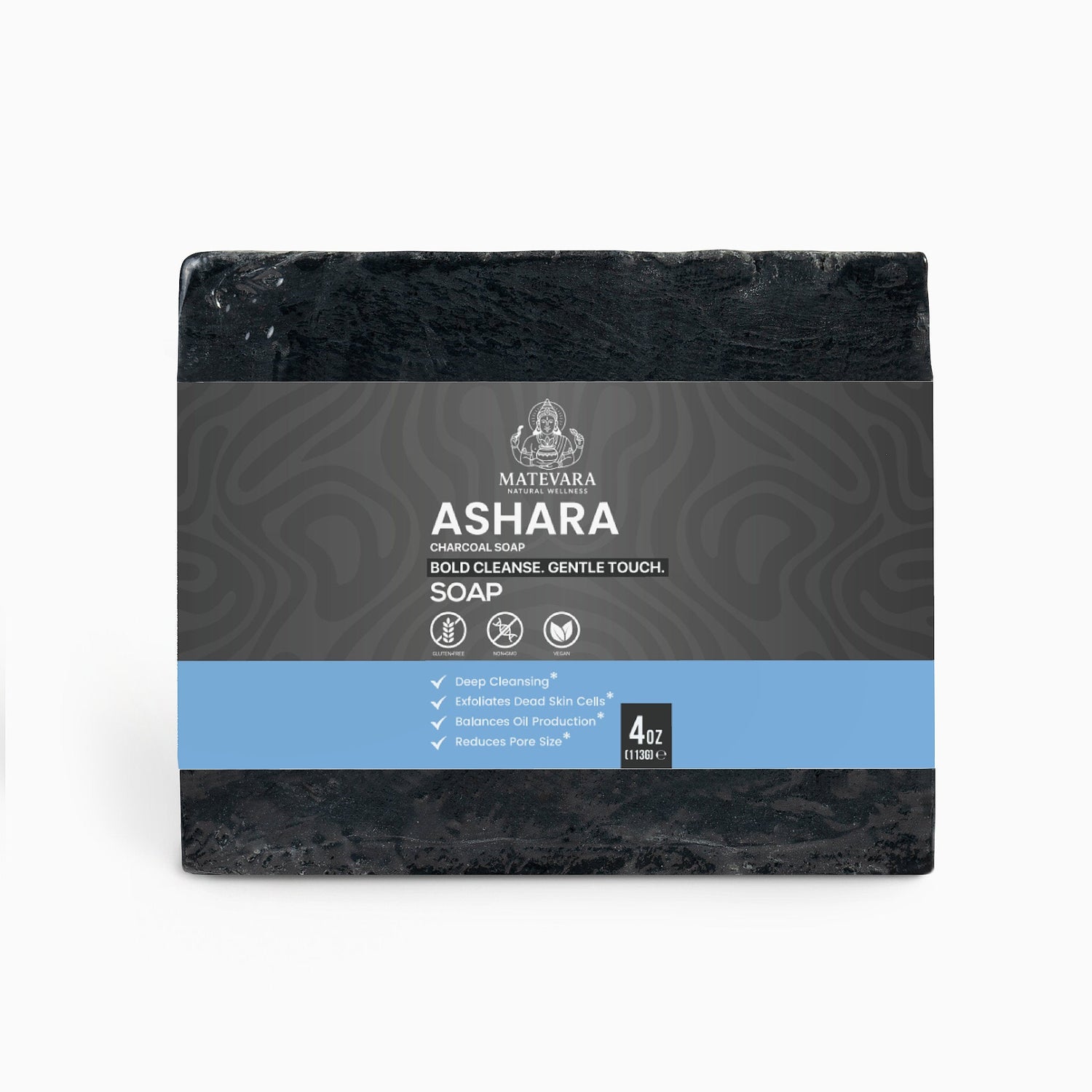 Ashara Activated Charcoal Soap Bar | Deep Cleansing Face & Body Wash with Peppermint & Tea Tree Oils | 4 oz - Matevara