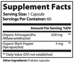 AshwaZen Organic Ashwagandha Capsules | Adaptogen for Stress Support with Black Pepper | 60 Count - Matevara