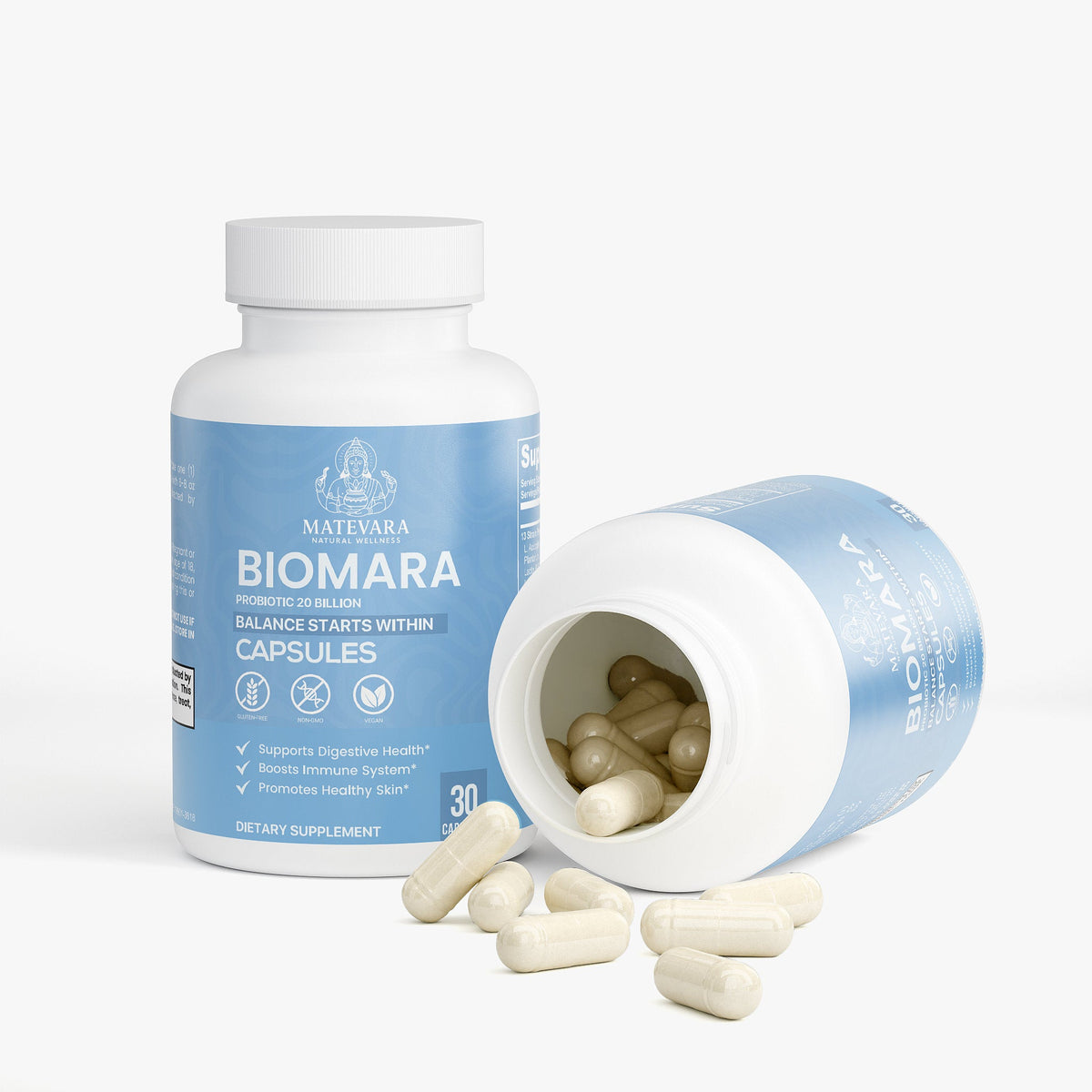 Biomara Probiotic 20 Billion CFU | Digestive Support Capsules| 30 Count - Matevara