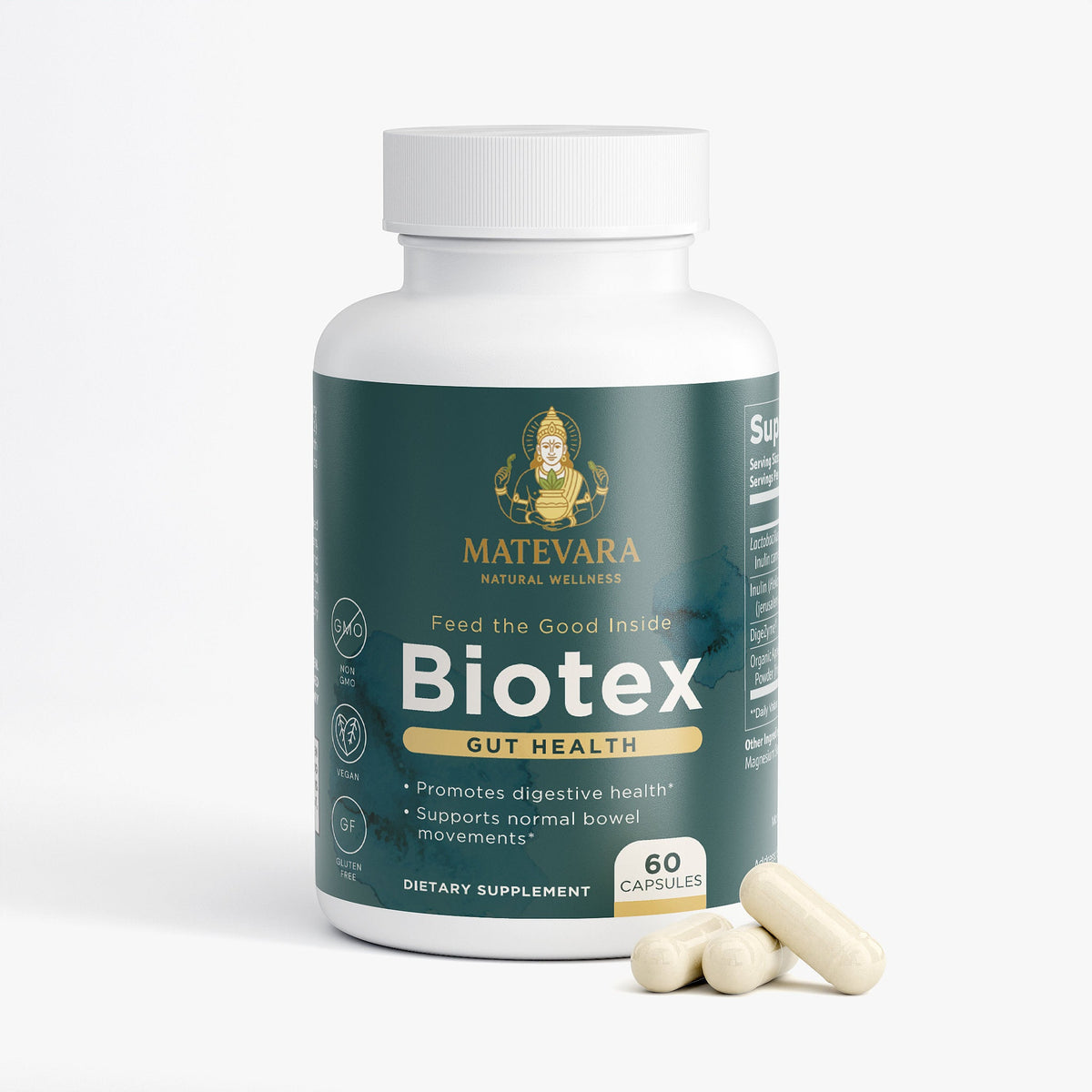 Biotex Probiotic & Enzyme Formula | Digestive Support with ACV, Inulin & L. acidophilus
