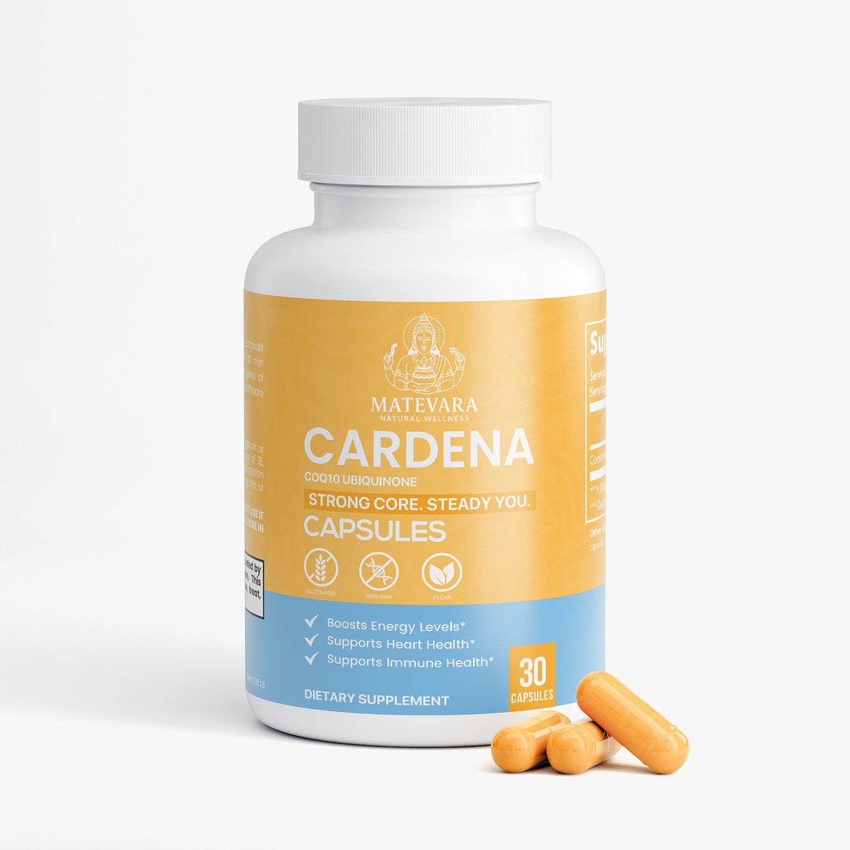 Cardena CoQ10 Ubiquinone Capsules | Energy Production & Cellular Health Support | 30 Count - Matevara