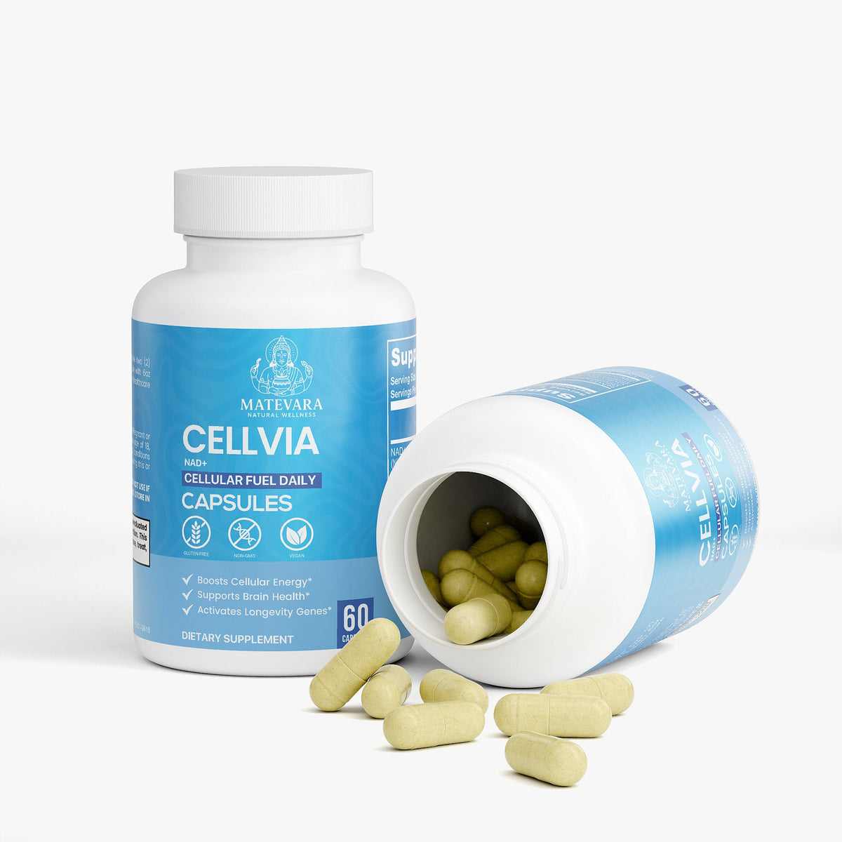 Cellvia NAD+ 500mg: Cellular Energy, Metabolism, Quercetin & Resveratrol | 60 Ct - Matevara