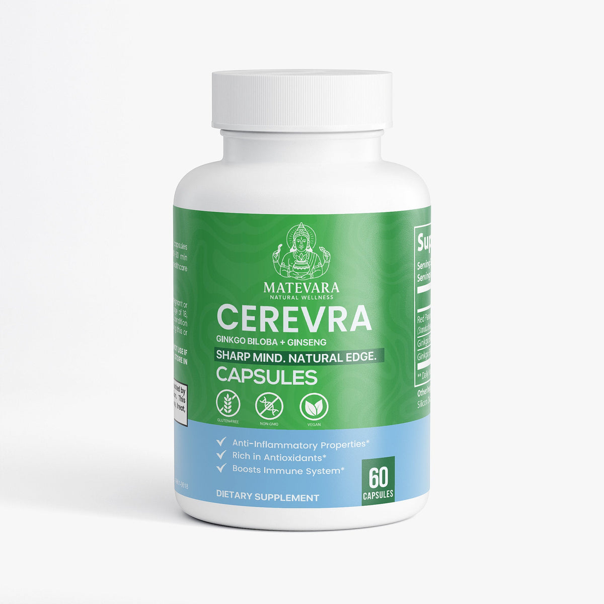 Cerevra Ginseng & Ginkgo Biloba Capsules |  60 Count - Matevara