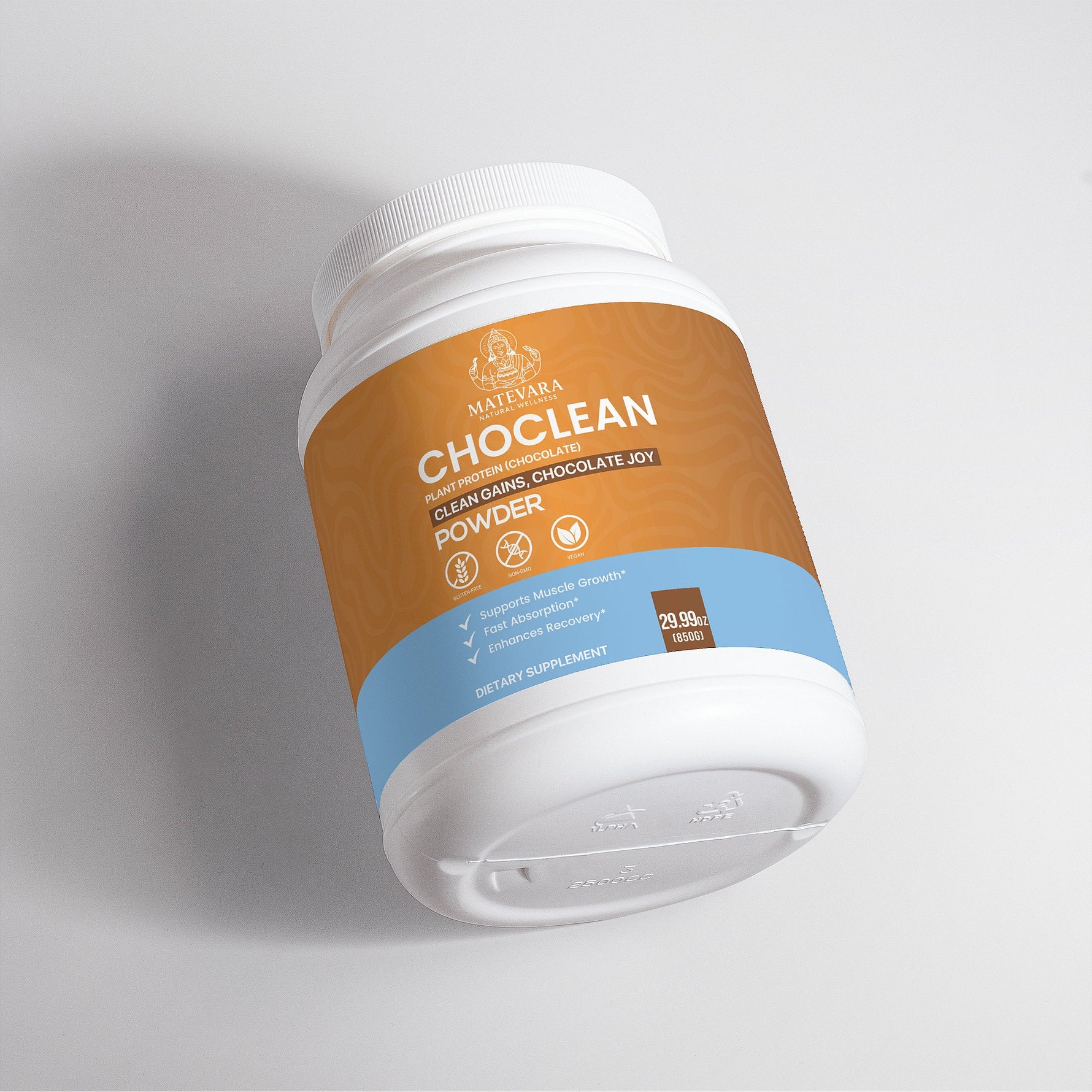 Choclean Plant Protein (Chocolate) Powder | 21g Muscle Recovery Blend with MCT Oil | Vegan & Gluten - Free | 850g - Matevara