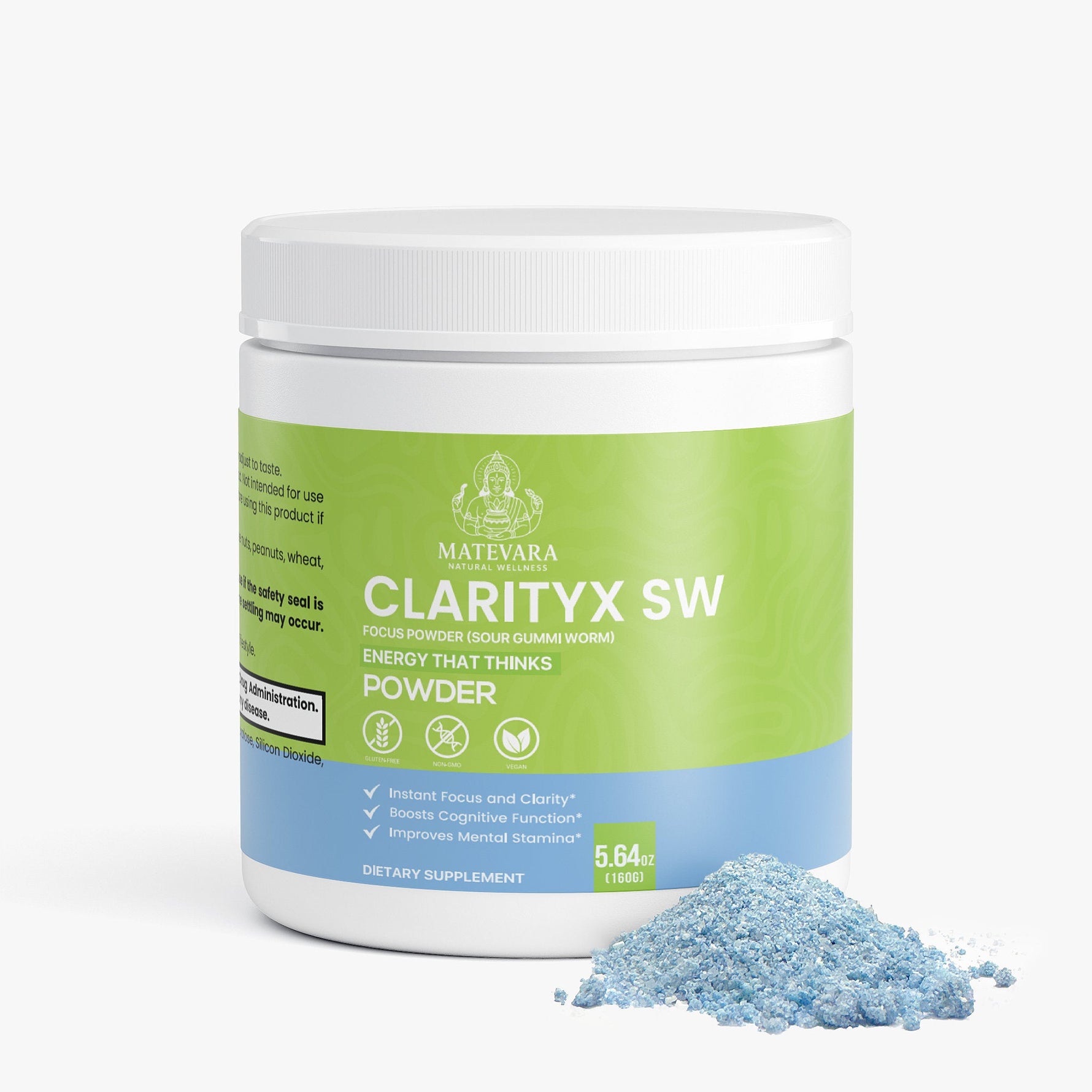 ClarityX SW Focus Powder (Sour Gummi Worm) | Nootropic Drink Mix for Focus and Energy | 160g - Matevara
