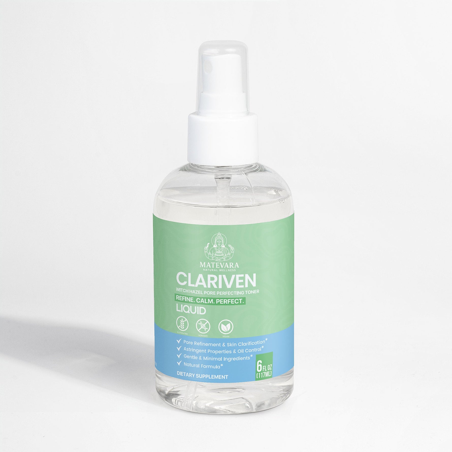 Clariven Witch Hazel Pore Perfecting Toner | Hydrating Toner with Sodium Hyaluronate & Ferments | 6 fl oz / 177 ml - Matevara