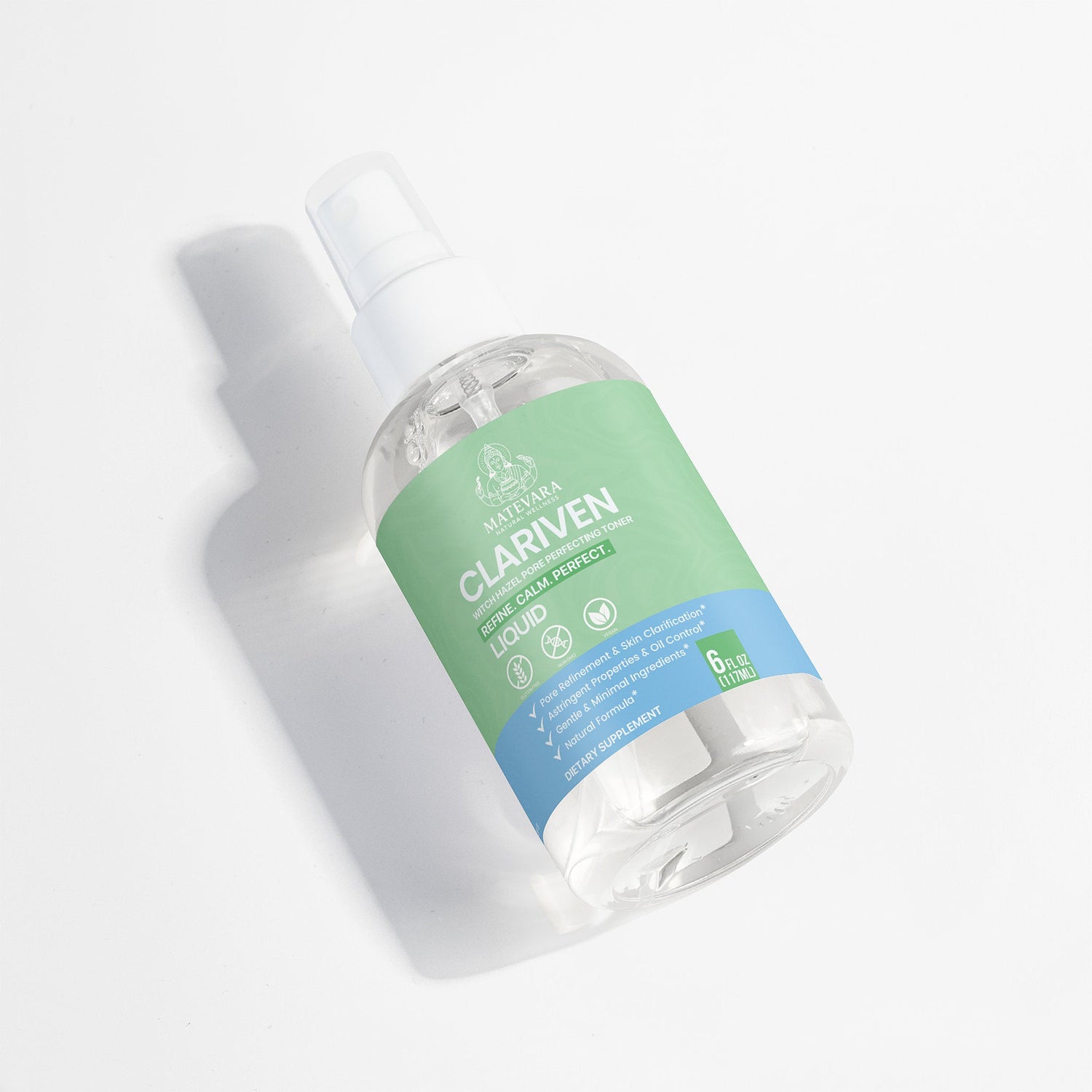 Clariven Witch Hazel Pore Perfecting Toner | Hydrating Toner with Sodium Hyaluronate & Ferments | 6 fl oz / 177 ml - Matevara