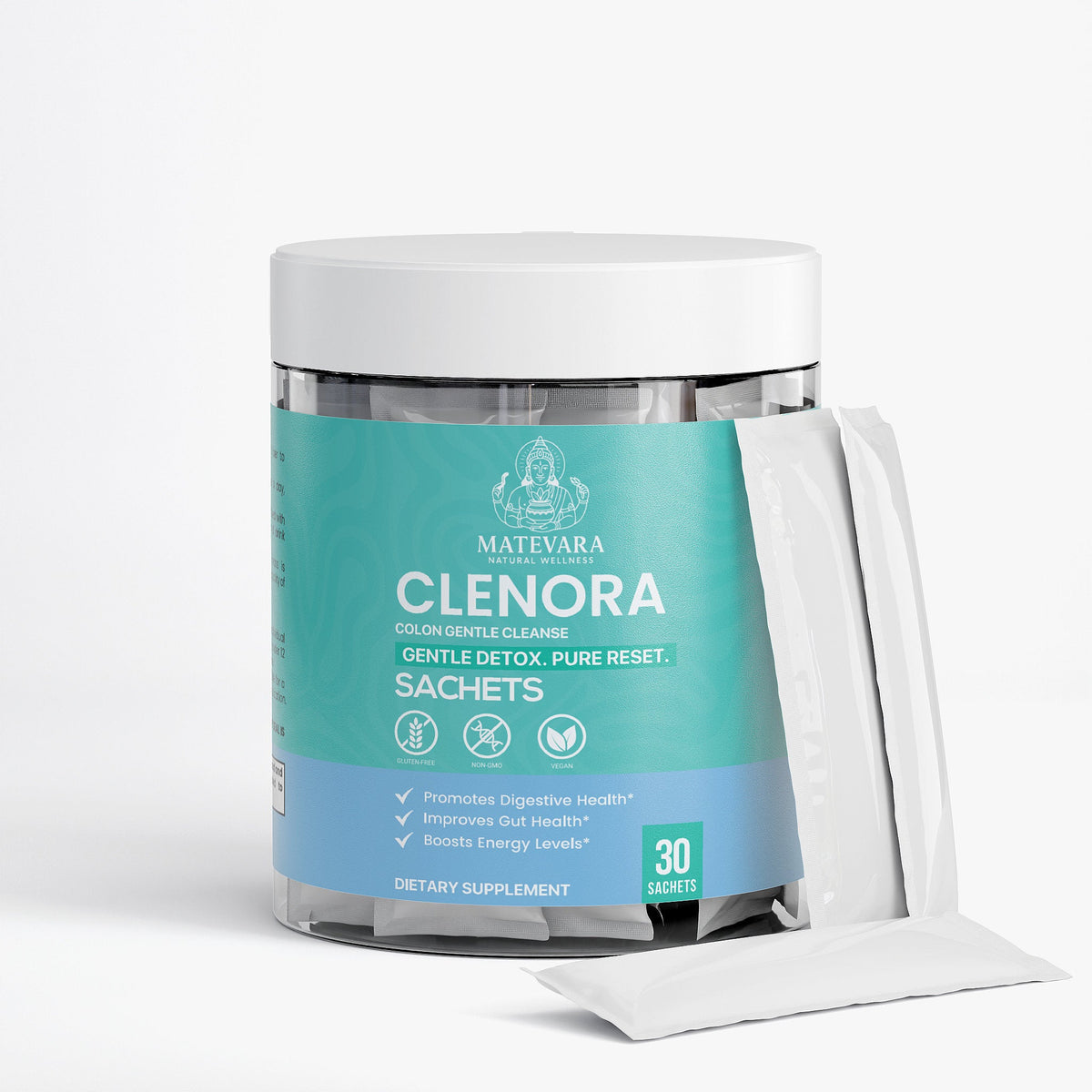 Clenora Fiber Support Powder | Psyllium Husk, Ginger | 30 Sachets