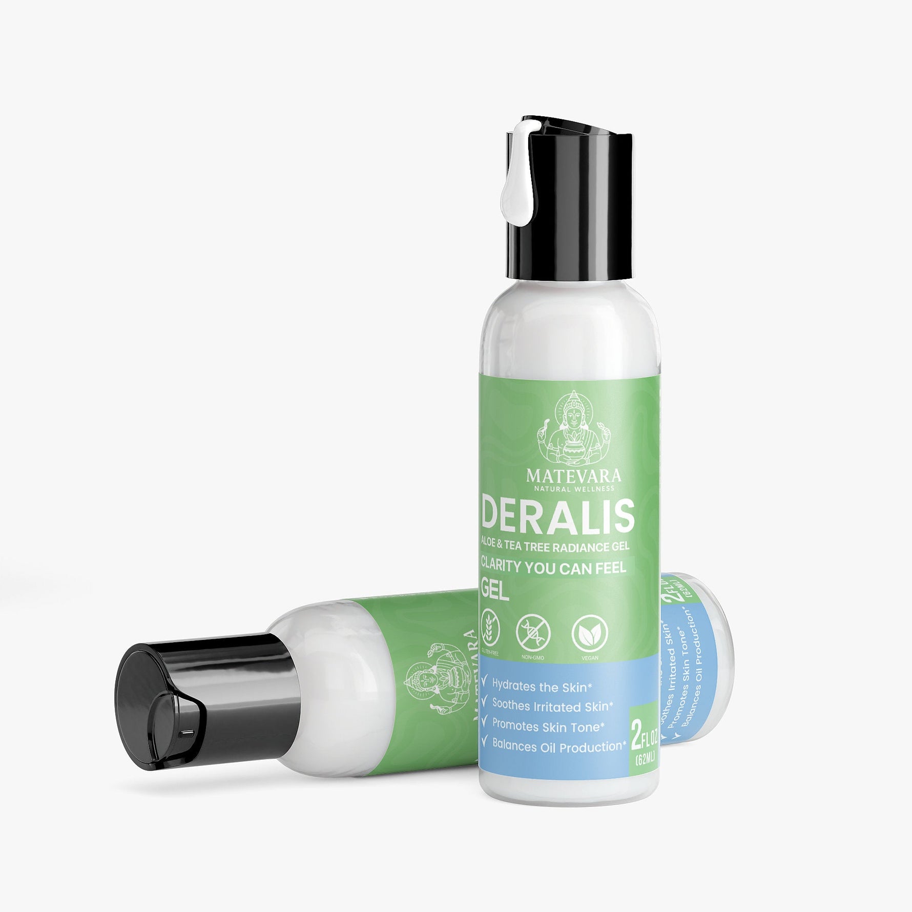 Deralis Aloe & Tea Tree Radiance Gel | Skin Balancing Gel with Black Willow Bark & Cucumber Extract | 2.2 fl oz - Matevara