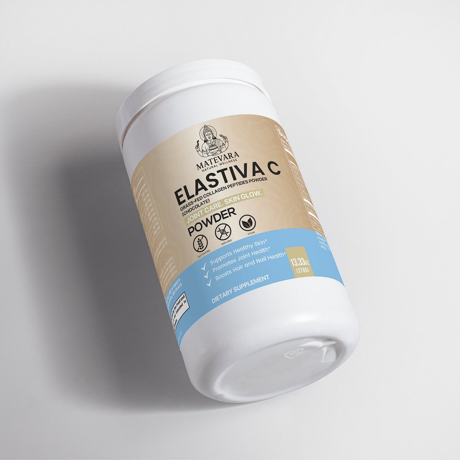 Elastiva C Grass - Fed Collagen Peptides Powder (Chocolate) | Types I & III for Skin, Hair & Joint Support | 378g - Matevara