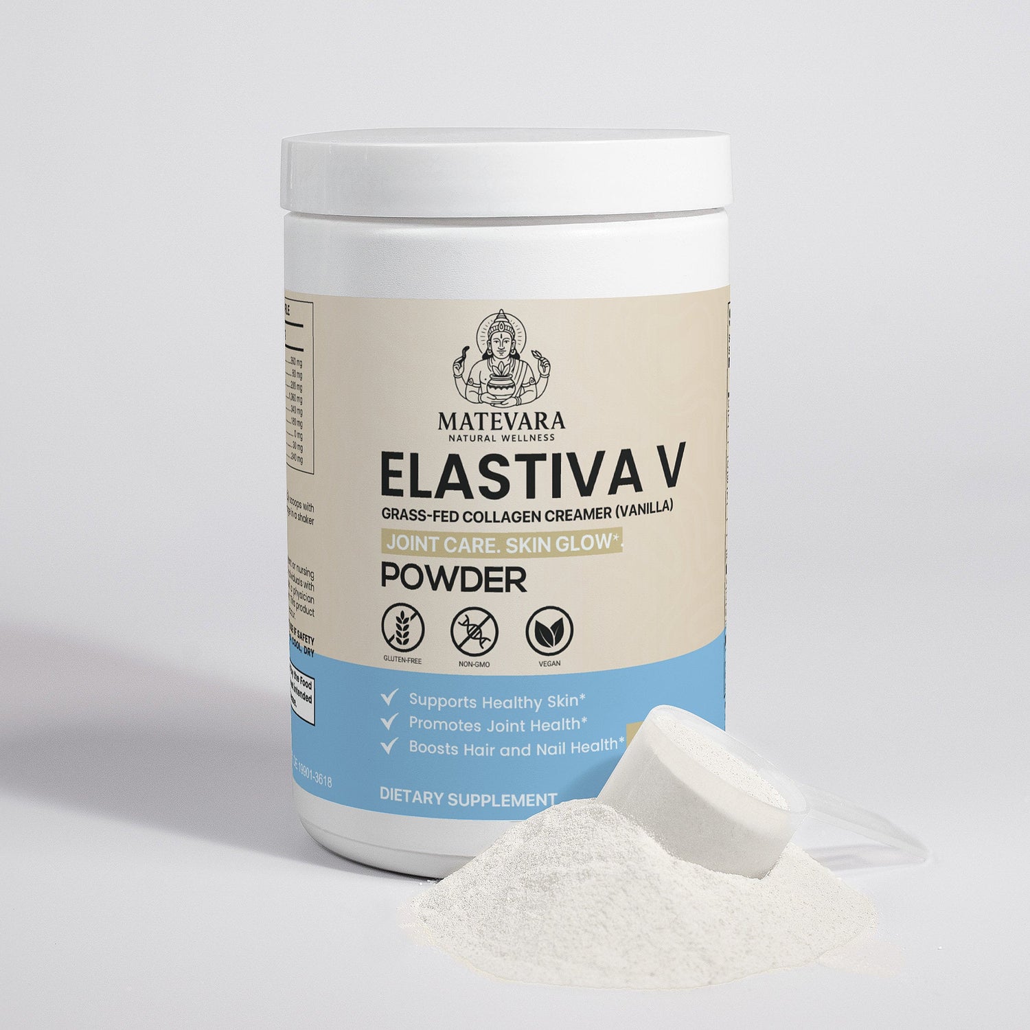 Elastiva V Grass - Fed Collagen Creamer (Vanilla) Powder | Types I & III for Skin, Hair & Joint Support | 240g - Matevara