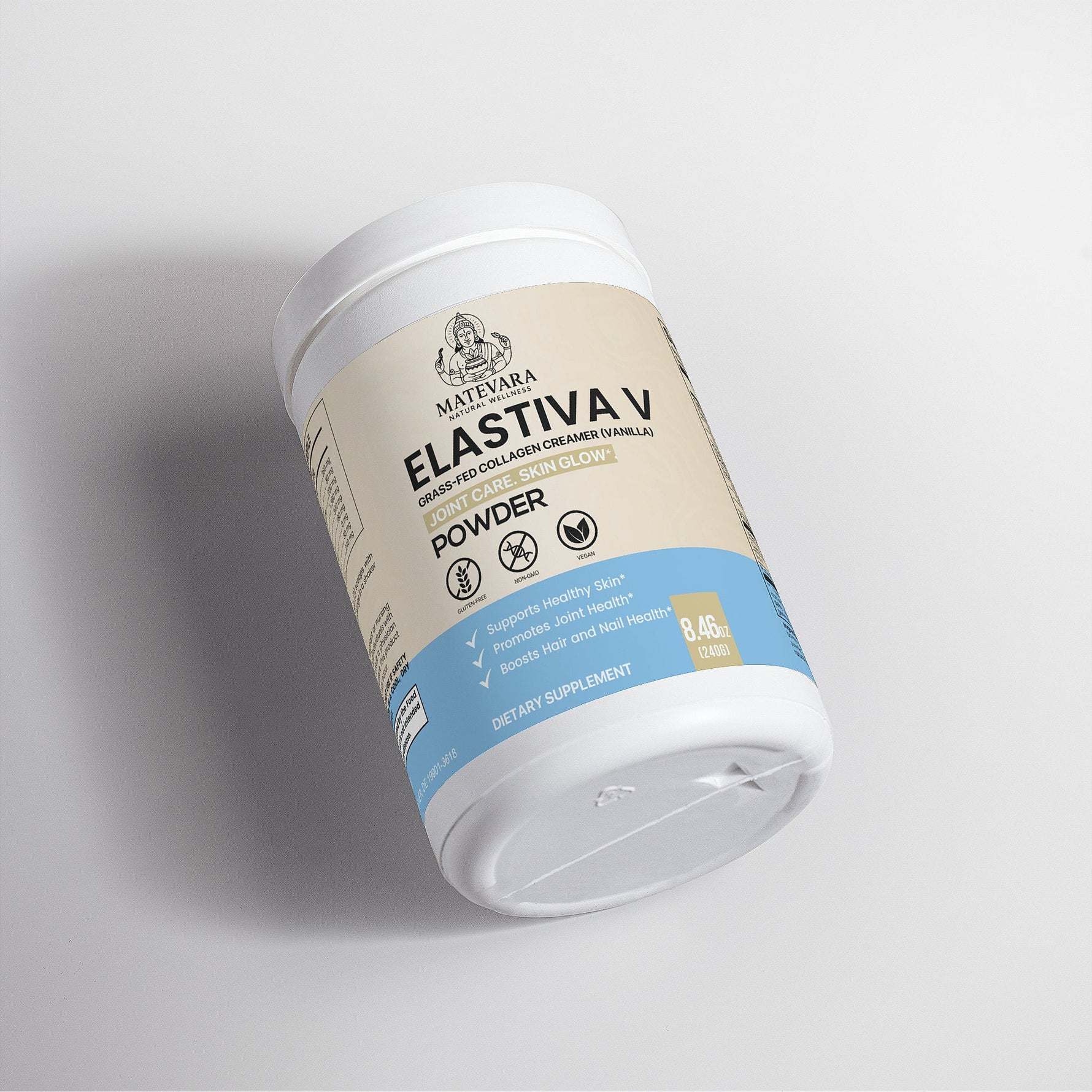 Elastiva V Grass-Fed Collagen Creamer, Vanilla Flavor | Hydrolyzed Peptides Types I & III with MCT Oil | Dietary Supplement Powder