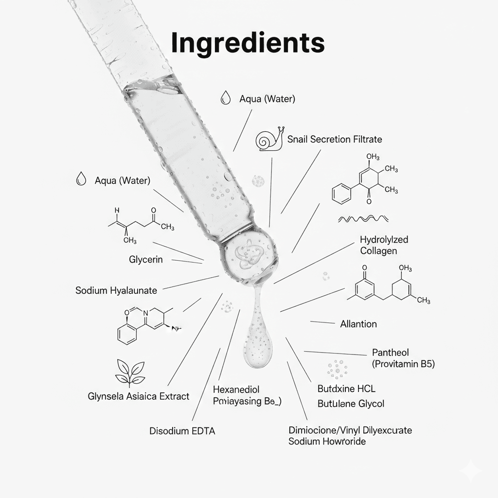 Elusyn Hydrating Facial Serum with Snail Mucin, HA & Collagen | 1 fl oz - Matevara