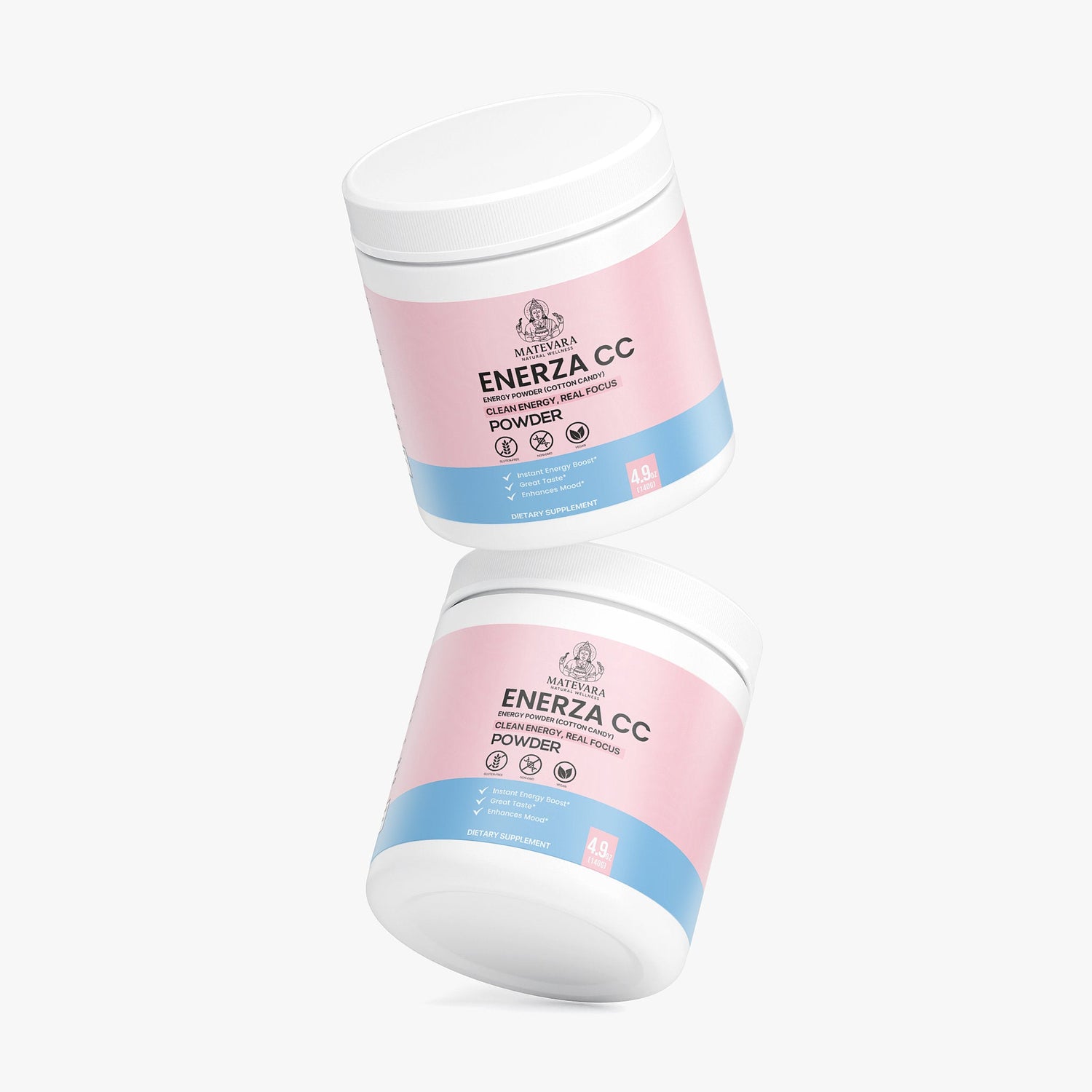 Enerza CC Energy Powder (Cotton Candy) | Sustained Focus with Caffeine, L - Theanine & Electrolytes | Sugar - Free | 140g - Matevara