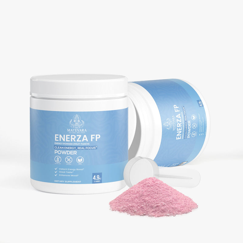 Enerza FP Energy Powder (Fruit Punch) | Sustained Focus with Caffeine, L - Theanine & Electrolytes | Sugar - Free | 140g - Matevara