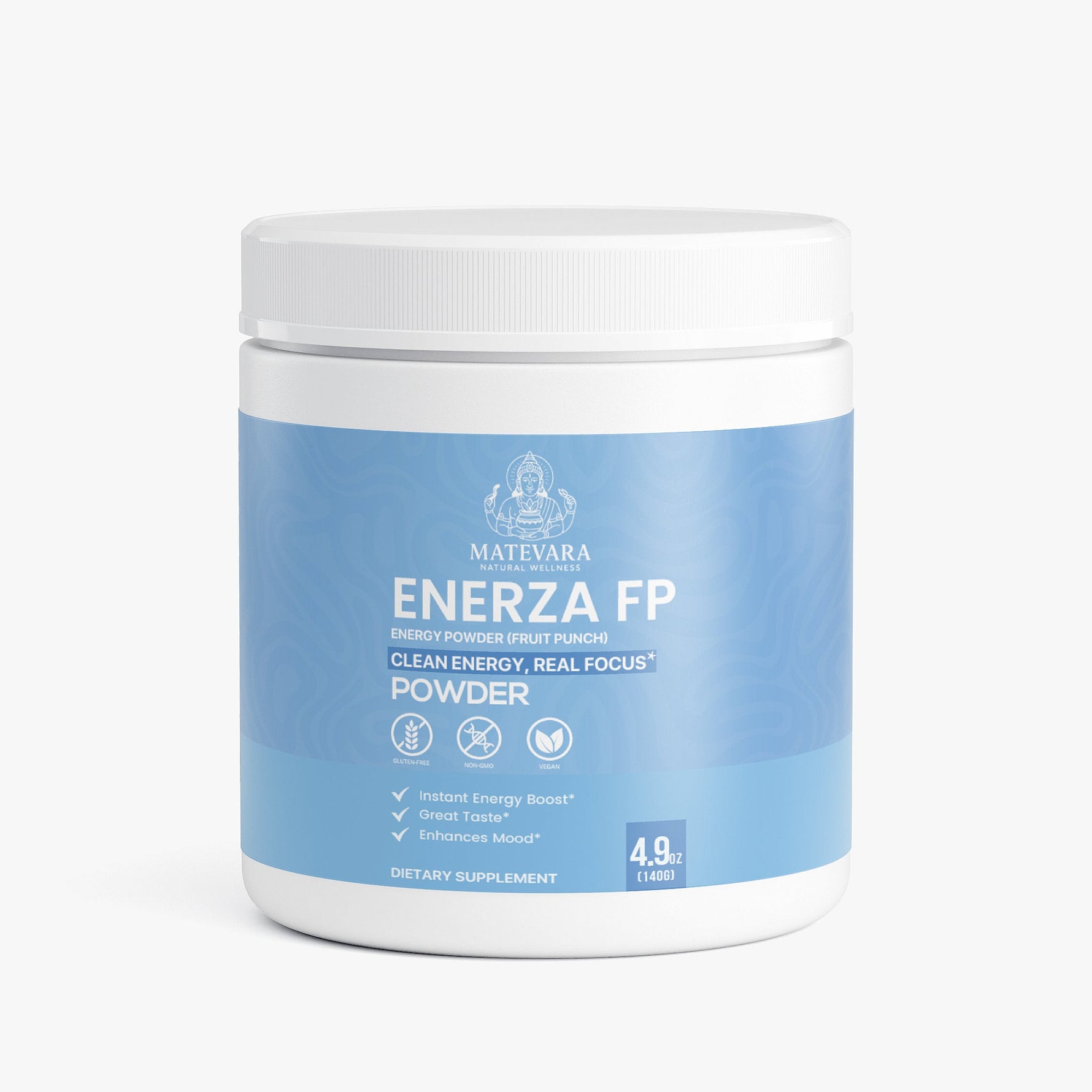Enerza FP Energy Powder (Fruit Punch) | Sustained Focus with Caffeine, L - Theanine & Electrolytes | Sugar - Free | 140g - Matevara