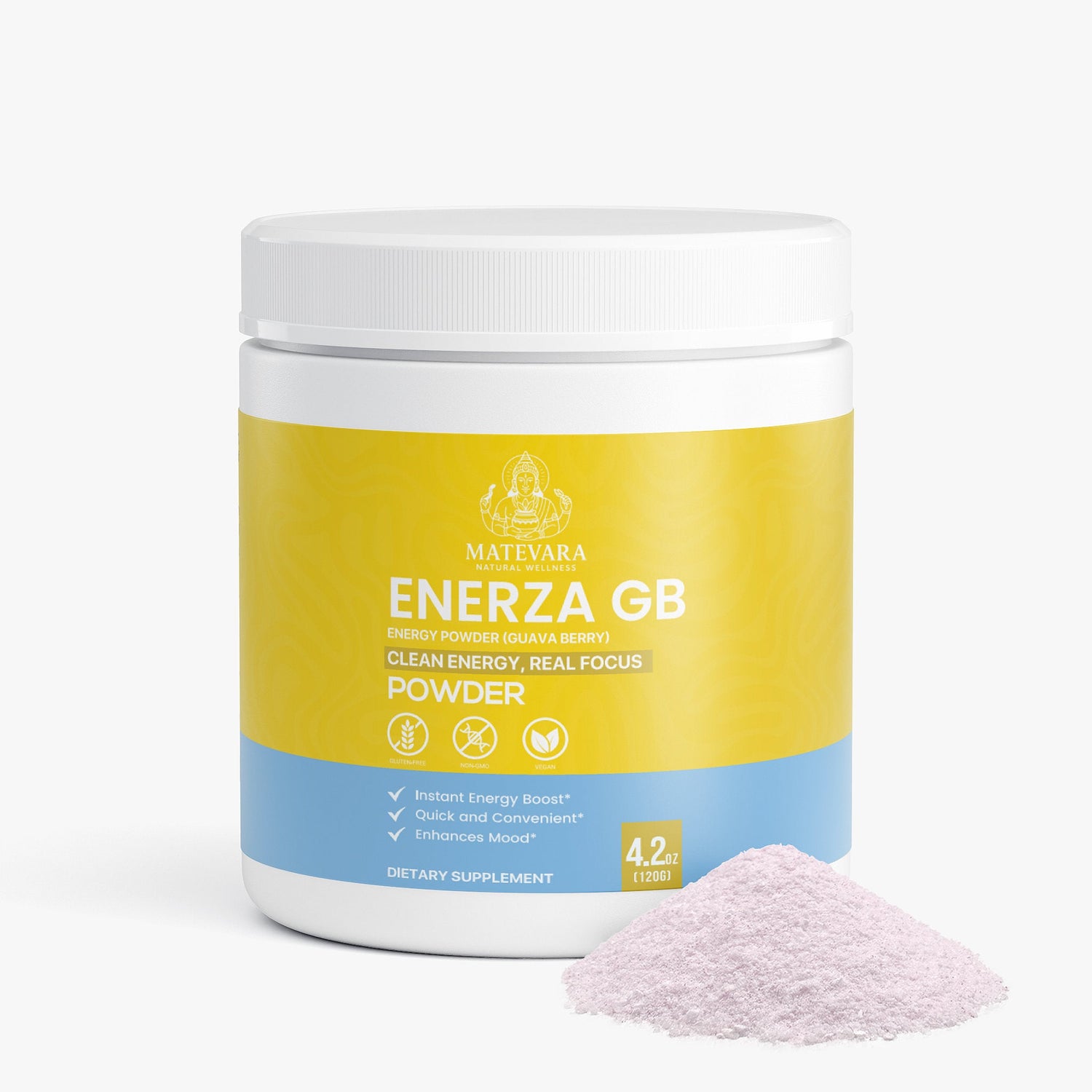 Enerza GB Energy Powder (Guava Berry) | Sustained Focus with Caffeine, L - Theanine & Electrolytes | Sugar - Free | 120g - Matevara