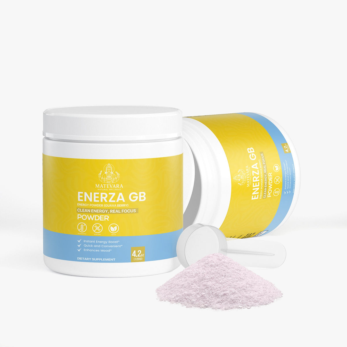 Enerza GB Energy Powder (Guava Berry) | Sustained Focus with Caffeine, L - Theanine & Electrolytes | Sugar - Free | 120g - Matevara