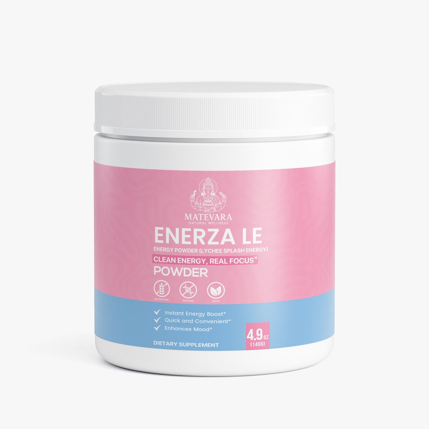 Enerza LE Energy Powder (Lychee Splash) | Sustained Focus with Caffeine, L - Theanine & Electrolytes | Sugar - Free | 140g - Matevara