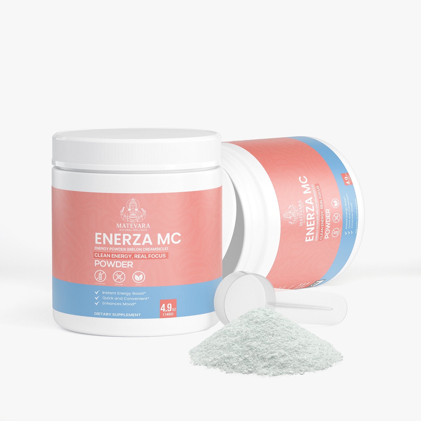 Enerza MC Energy Powder (Melon Creamsicle) | Sustained Focus with Caffeine, L - Theanine & Electrolytes | Sugar - Free | 140g - Matevara