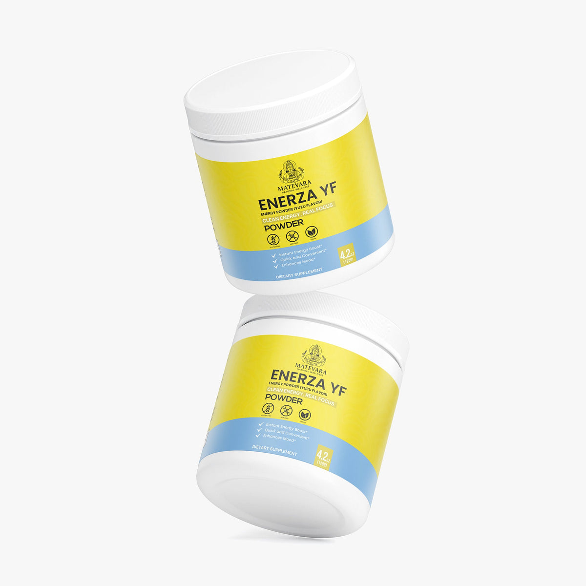 Enerza YF Energy Powder (Yuzu Flavor) | Sustained Focus with Caffeine, L - Theanine & Electrolytes | Sugar - Free | 120g - Matevara