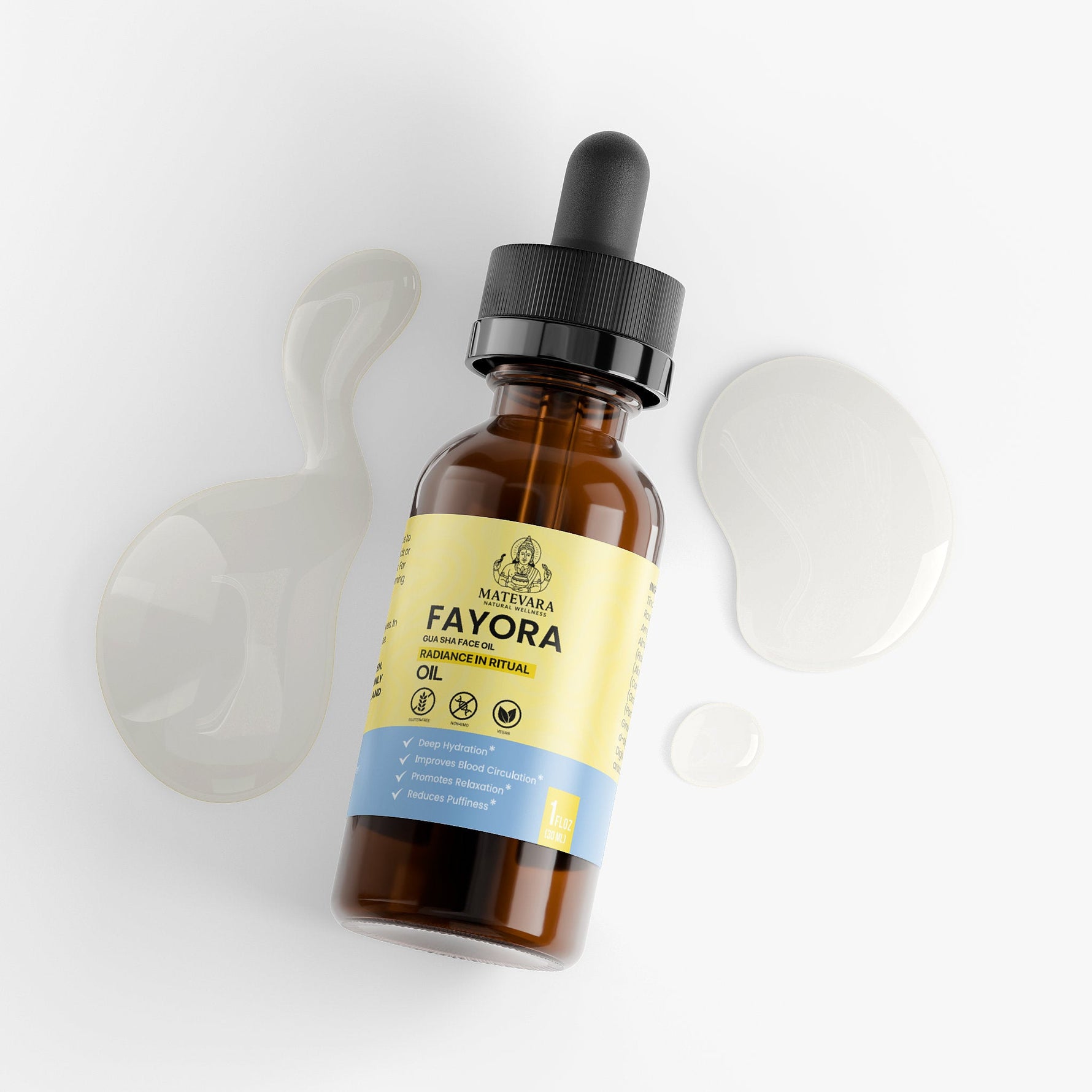 Fayora Gua Sha Face Oil | Radiance & Elasticity Support with Rosehip, Ginseng & Vitamin E | 1 fl oz (30ml) - Matevara