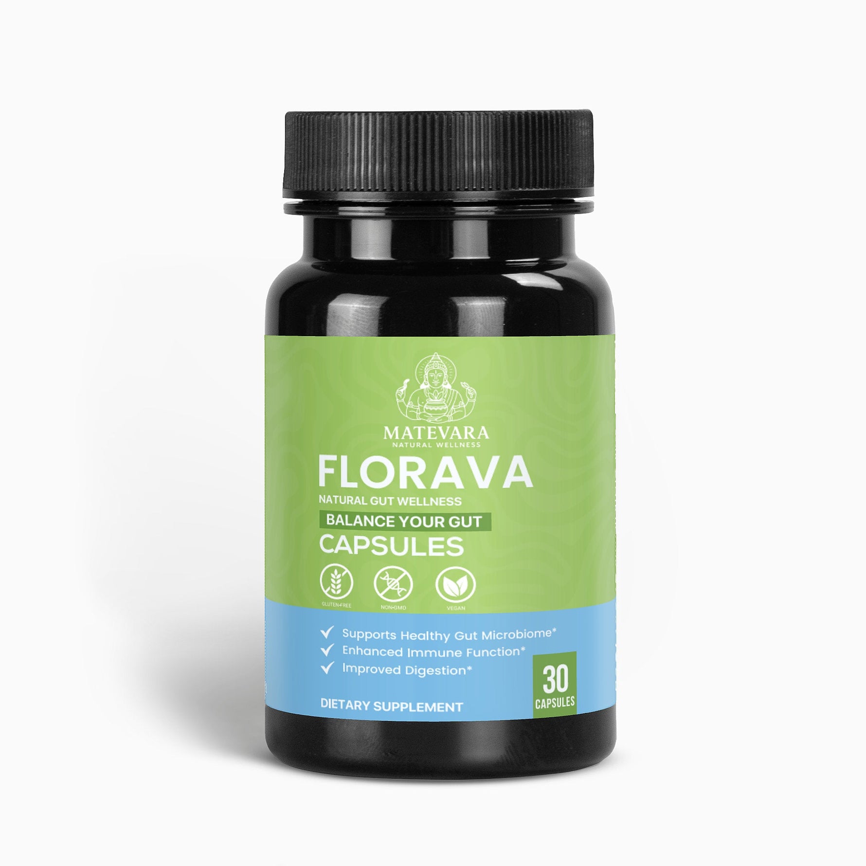 Florava Natural Gut Wellness Capsules | Fulvic Acid & Chaga Extract | Digestive Support Supplement | 30 Vegan Capsules - Matevara