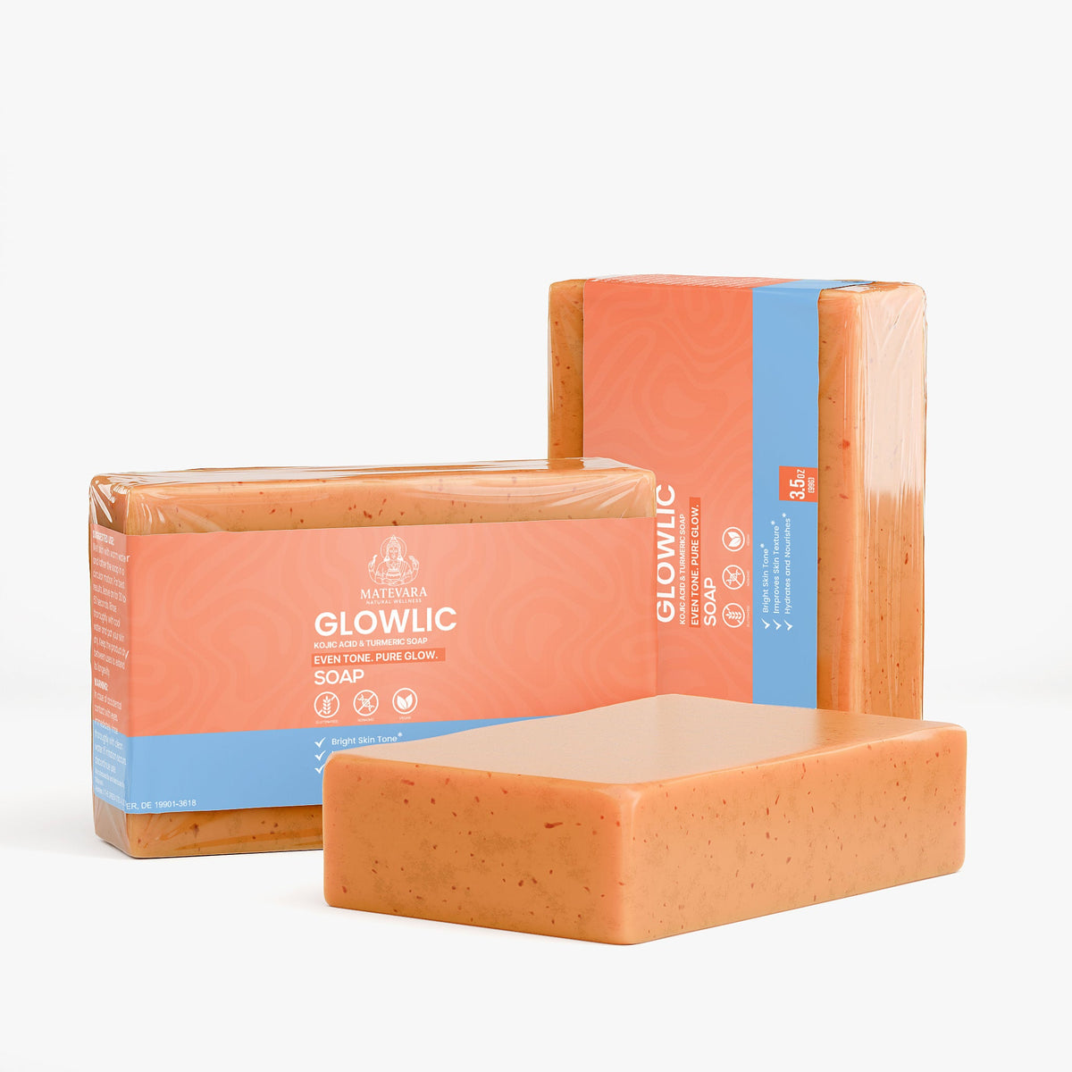 Glowlic Kojic Acid & Turmeric Soap | Brightening & Even Tone Support | Cleansing Bar with Shea Butter | 3.5 oz - Matevara