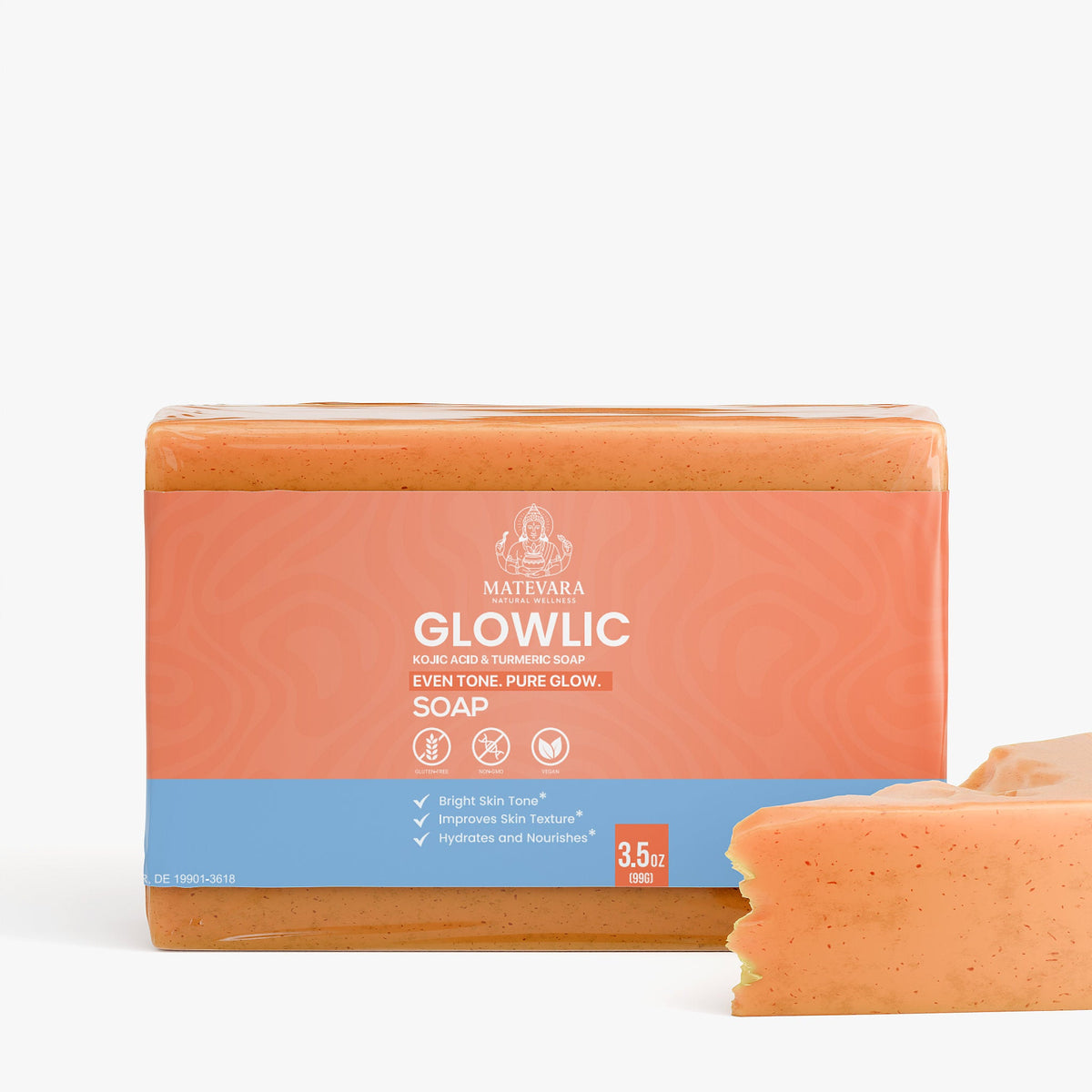 Glowlic Kojic Acid & Turmeric Soap | Brightening & Even Tone Support | Cleansing Bar with Shea Butter | 3.5 oz - Matevara
