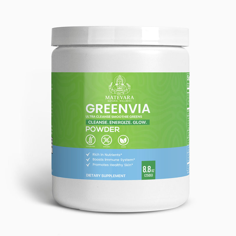 Greenvia Ultra Cleanse Smoothie Greens | Organic Grasses, Spirulina & Adaptogens | Superfood Powder Blend | 250g - Matevara