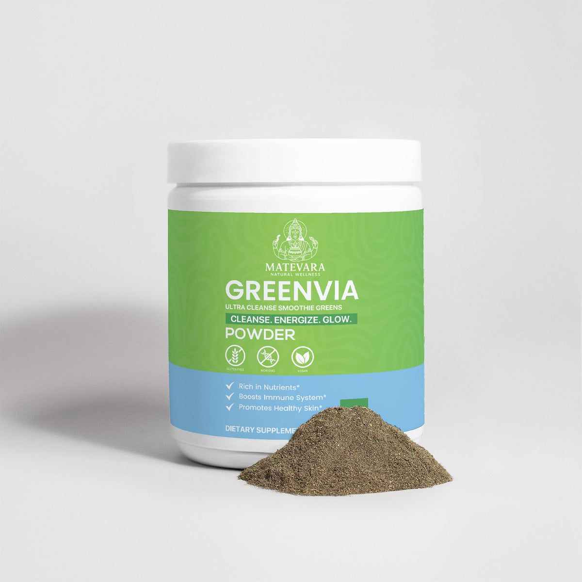 Greenvia Ultra Cleanse Smoothie Greens | Organic Grasses, Spirulina & Adaptogens | Superfood Powder Blend | 250g - Matevara