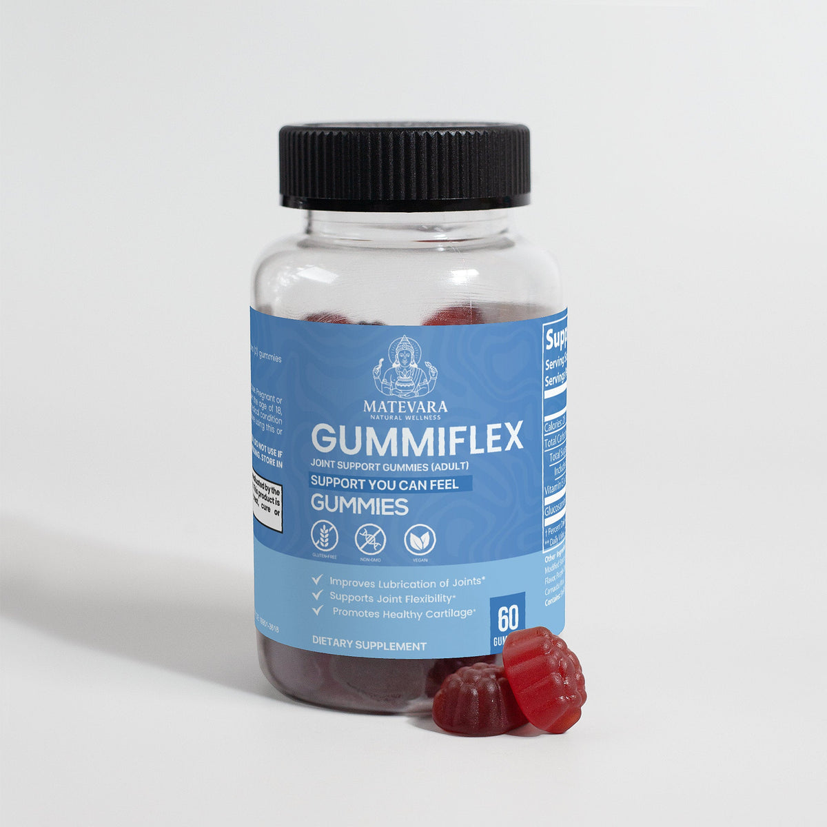 Gummiflex Joint Support Gummies | Glucosamine Sulfate for Cartilage & Joint Health | 60 Raspberry Gummies | Adults - Matevara