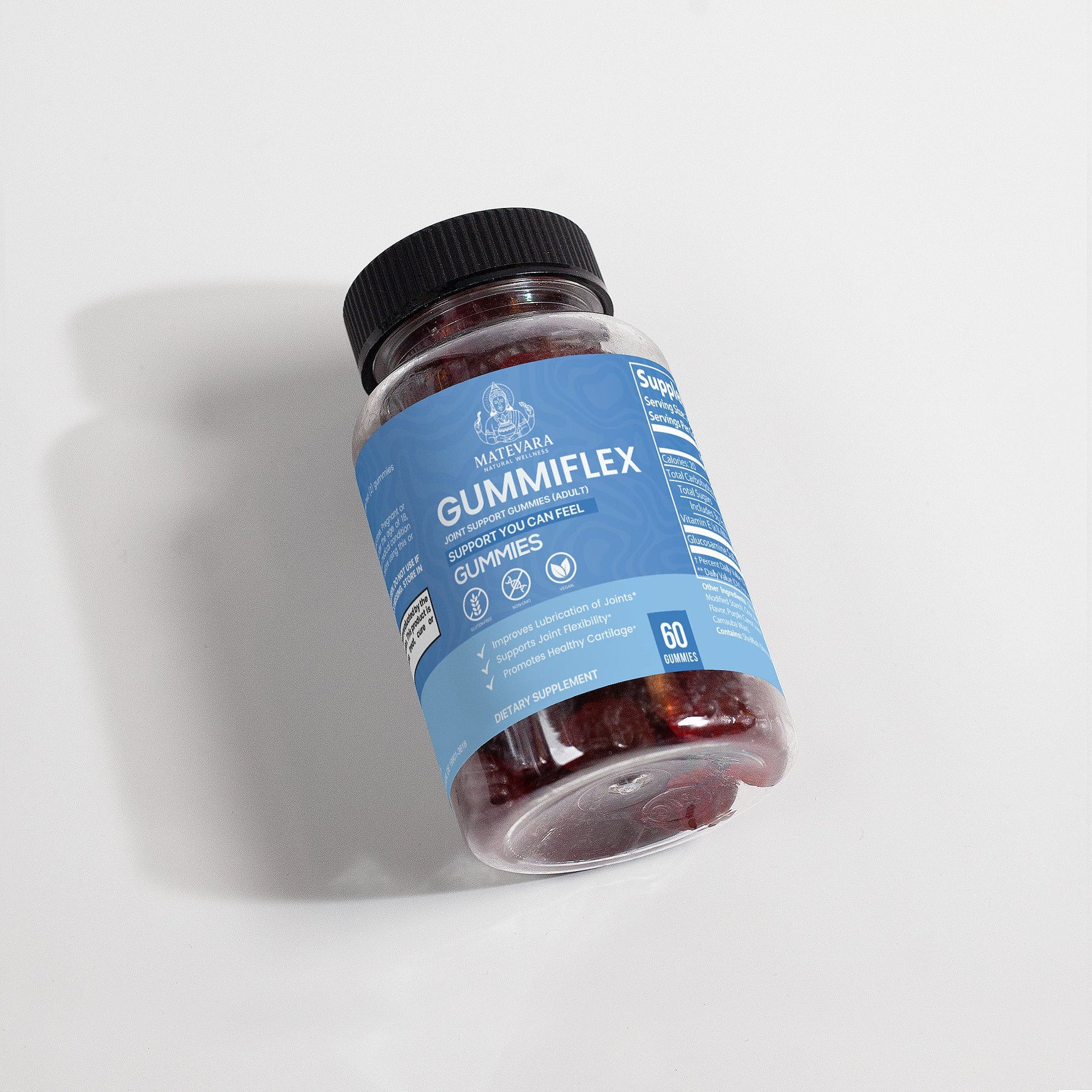 Gummiflex Joint Support Gummies | Glucosamine Sulfate for Cartilage & Joint Health | 60 Raspberry Gummies | Adults - Matevara