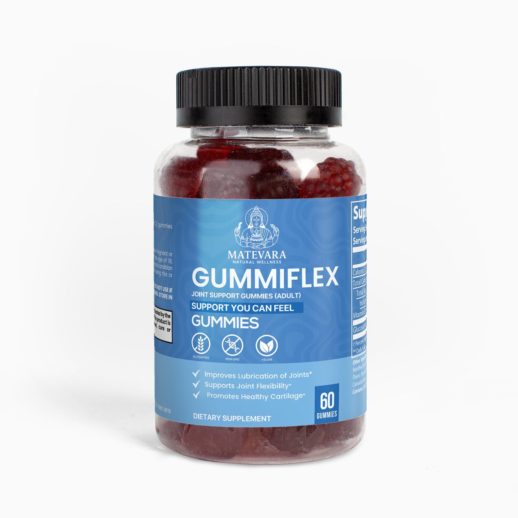 Gummiflex Joint Support Gummies | Glucosamine Sulfate for Cartilage & Joint Health | 60 Raspberry Gummies | Adults - Matevara