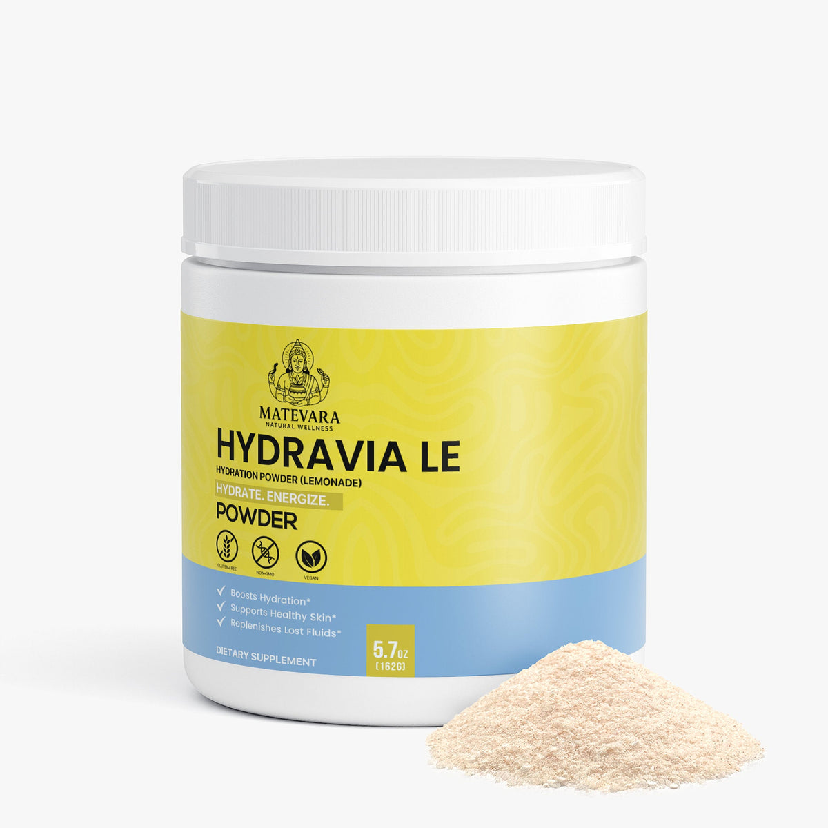 Hydravia Le Hydration Powder | Electrolyte Drink Mix with B Vitamins | Sugar - Free Lemonade Flavor | 5.71 oz (30 Servings) - Matevara