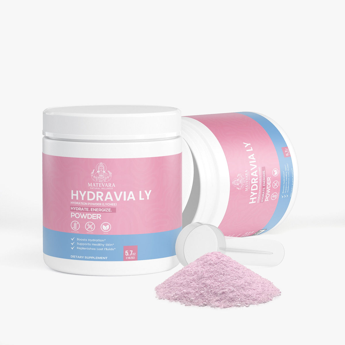 Hydravia Ly Hydration Powder Lychee | Electrolytes + B - Vitamins | Caffeine - Free Energy Drink Mix | 5.71 oz - Matevara