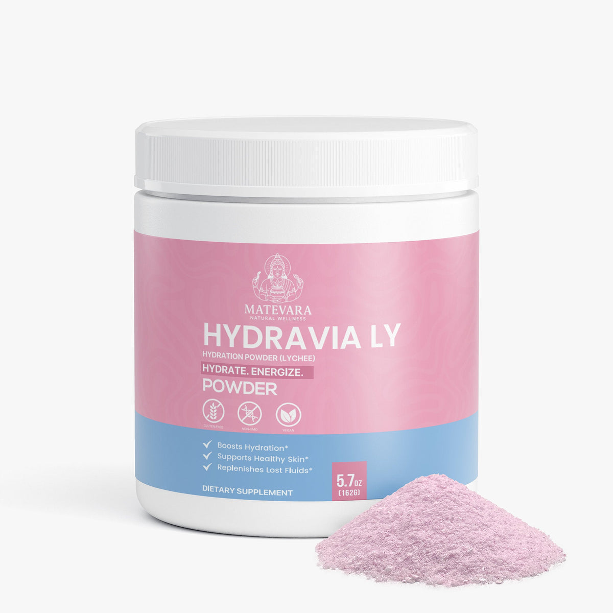 Hydravia Ly Hydration Powder Lychee | Electrolytes + B - Vitamins | Caffeine - Free Energy Drink Mix | 5.71 oz - Matevara