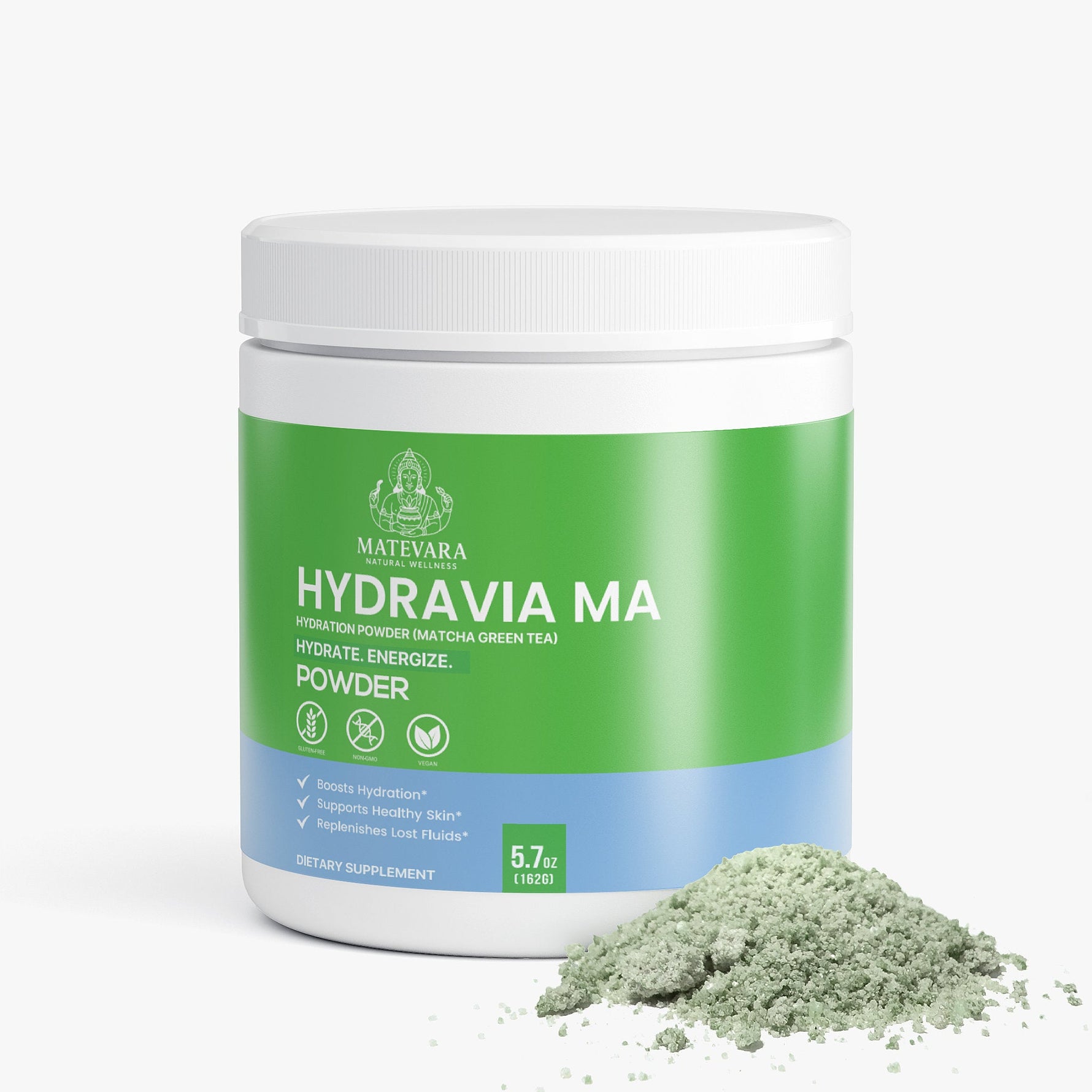Hydravia Ma Hydration Powder Matcha | Electrolytes + B - Vitamins | Caffeine - Free Energy Drink Mix | 5.71 oz - Matevara
