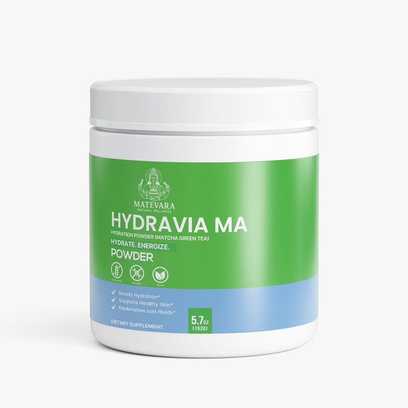 Hydravia Ma Hydration Powder Matcha | Electrolytes + B - Vitamins | Caffeine - Free Energy Drink Mix | 5.71 oz - Matevara