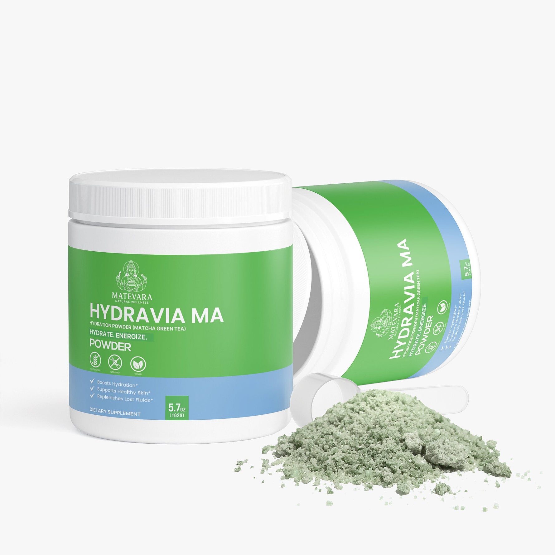 Hydravia Ma Hydration Powder Matcha | Electrolytes + B - Vitamins | Caffeine - Free Energy Drink Mix | 5.71 oz - Matevara