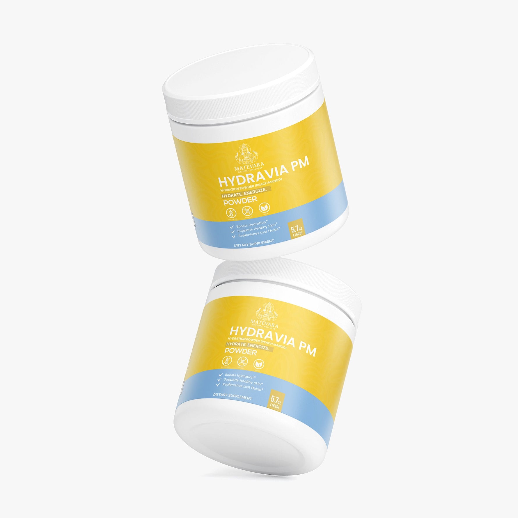 Hydravia Pm Hydration Powder Peach Mango | Electrolytes + B - Vitamins | Energy Drink Mix | 5.71 oz - Matevara