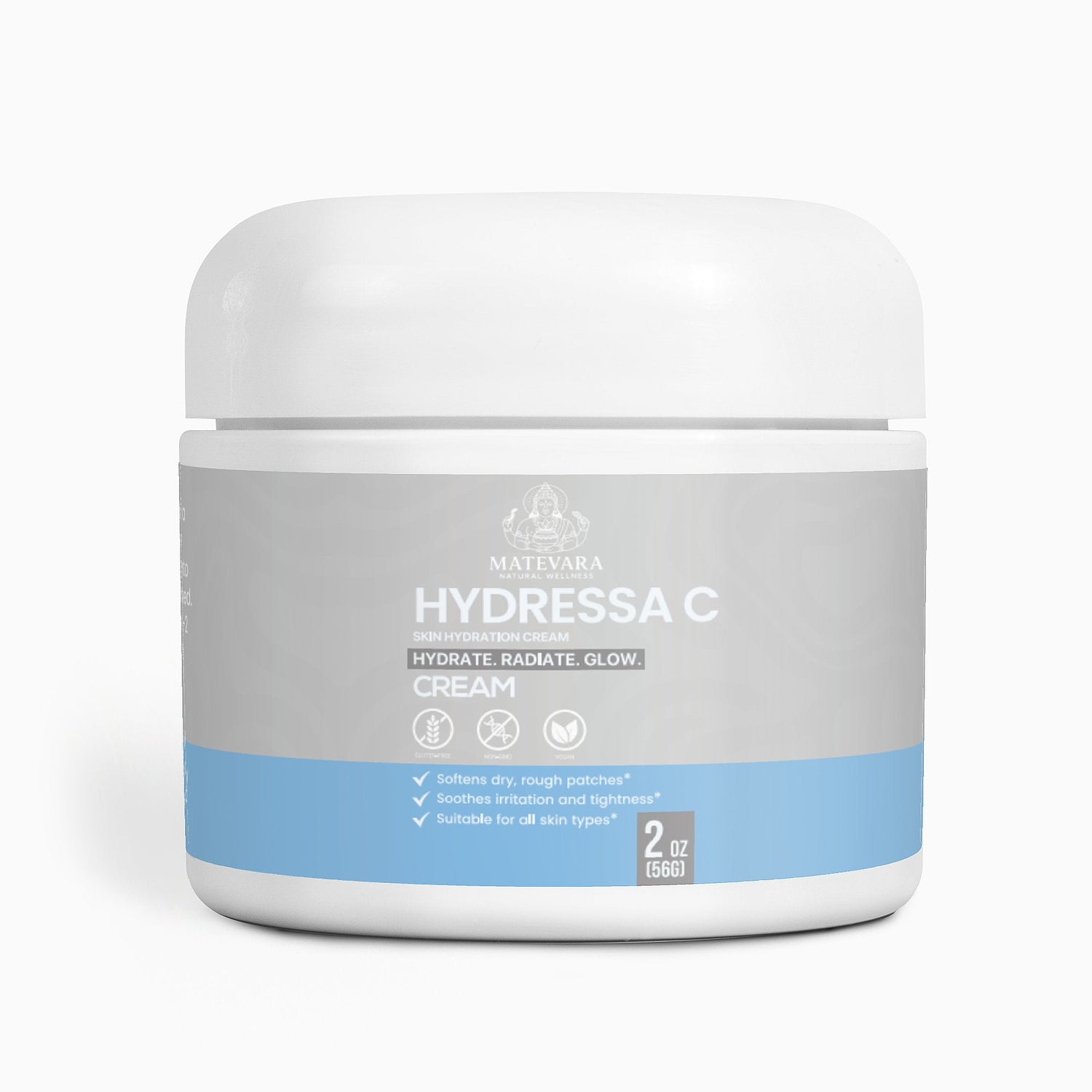 Hydressa C Skin Hydration Cream | Hyaluronic Acid + Vitamin E | Moisturizing Face & Body Cream | 2 oz - Matevara