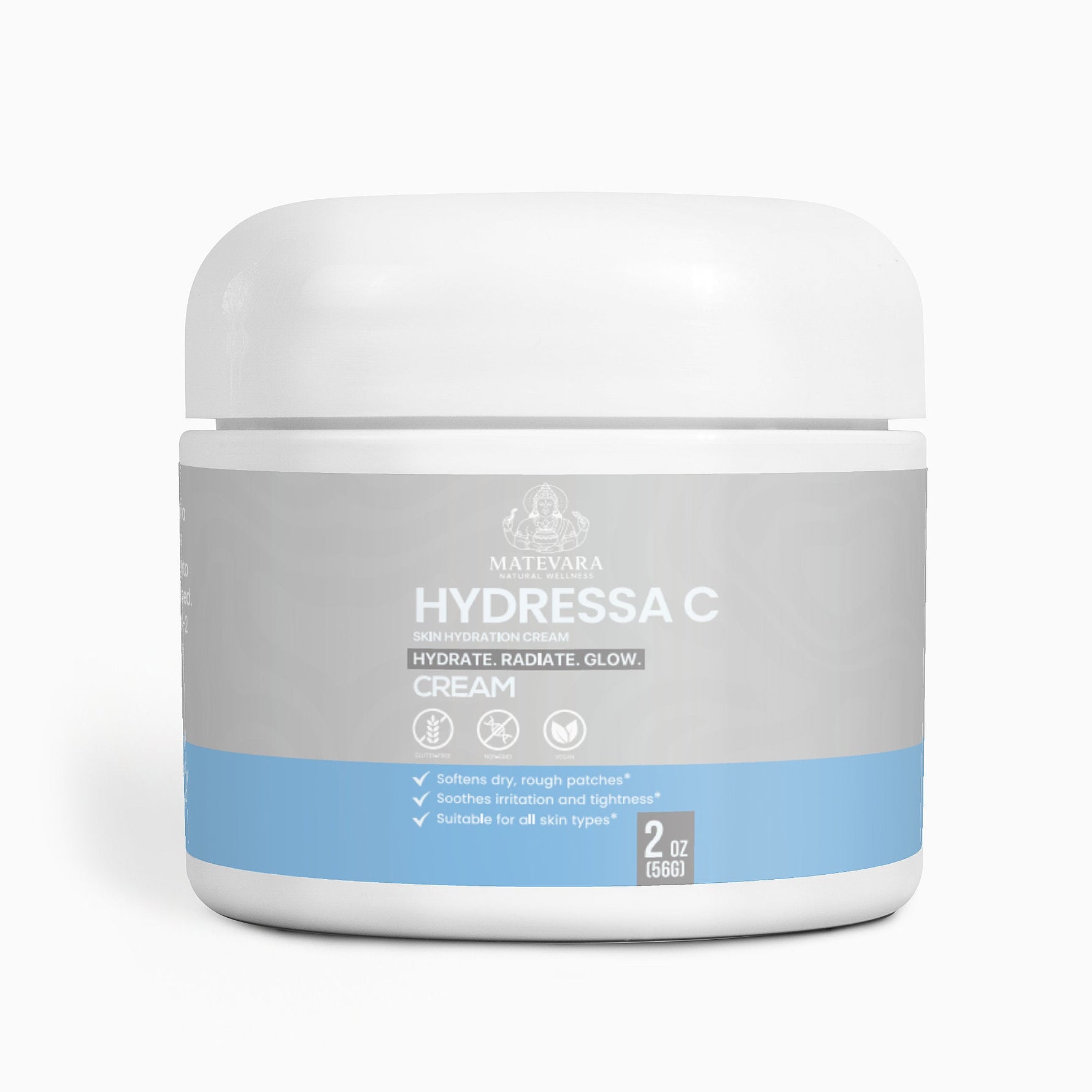 Hydressa C Skin Hydration Cream | Hyaluronic Acid + Vitamin E | Moisturizing Face & Body Cream | 2 oz - Matevara