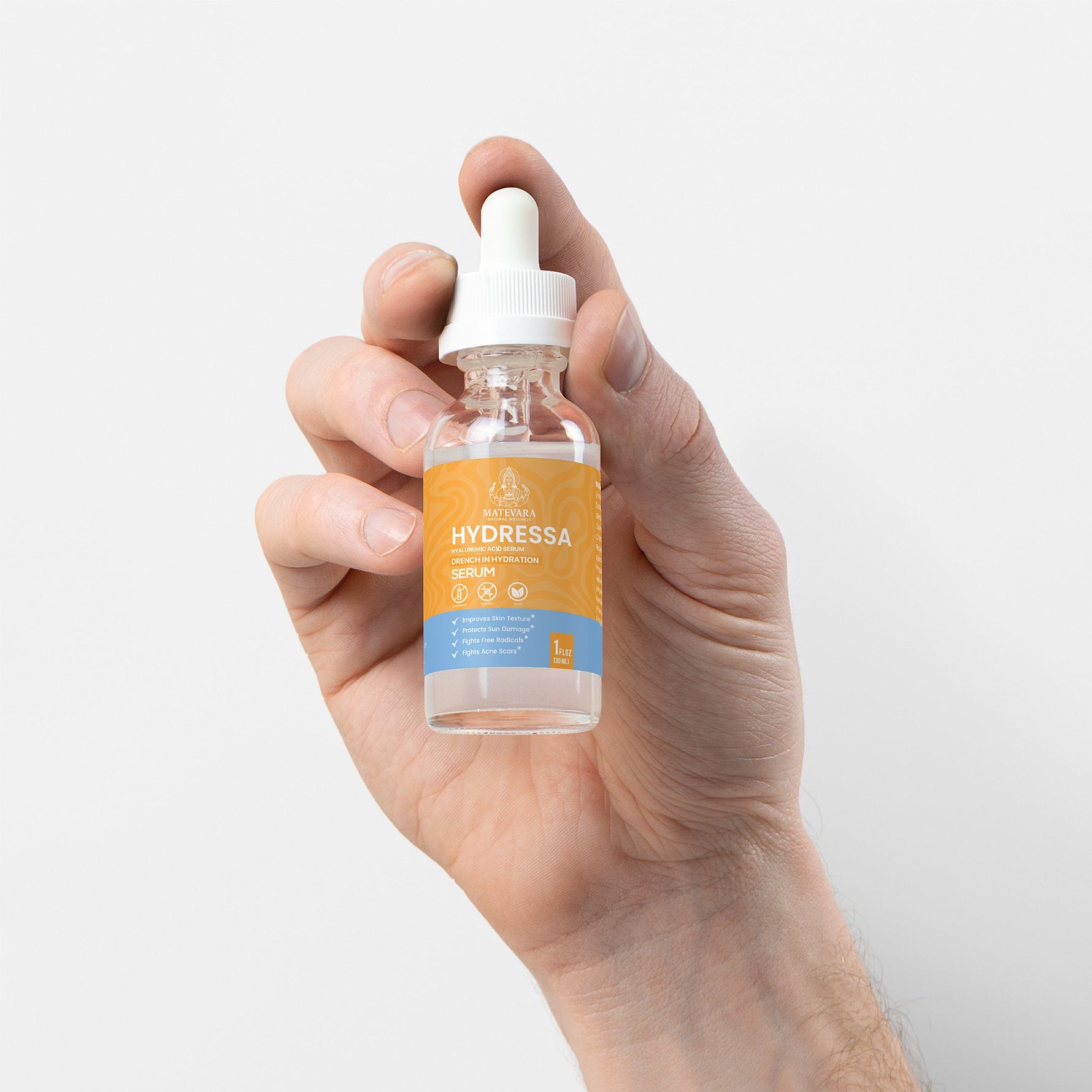Hydressa Hyaluronic Acid Serum for Face | 4 Types HA + Hydration Support | Facial Serum | 1 fl oz - Matevara